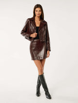 Aurelia Vegan Croc Leather Mini Skirt Forever New