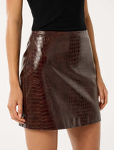 Aurelia Vegan Croc Leather Mini Skirt Forever New
