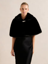 Evelyn Faux Fur Wrap 0 Black Forever New