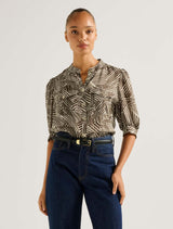 Lorna Utility Blouse Dark Sloane Abstract Forever New