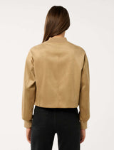 Hazel Vegan Suede Bomber Jacket Forever New