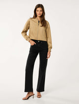 Hazel Vegan Suede Bomber Jacket Forever New