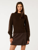 Millie Crew Neck Sweater Shadow Brown Forever New