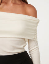 Kyla Long Sleeve Wool Blend Bardot Top Forever New