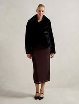 Anara Panelled Fur Coat Forever New