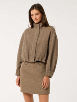 Kaia Check Crop Jacket Mocha Check Set Forever New