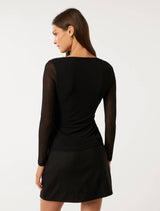 Raegan Ruched Mesh Top Forever New