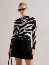 Raegan Ruched Mesh Top Black Drew Abstract Forever New