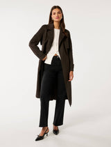 Elise Felled Trench Coat Chocolate Marle Forever New