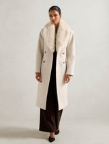 Chelsea Petite Double Breasted Fur Collar Coat Forever New