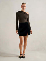 Violet Velvet Split Mini Skirt Forever New