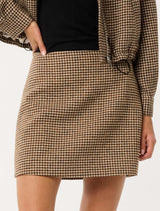 Kaia Check Mini Skirt Mocha Check Set Forever New