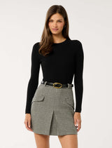 Maddox Pleat Mini Dress Mono Forever New