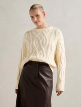 Audrina Cable Knit Sweater Butter Forever New