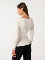 Abbie Split Front Knit Top Forever New