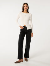 Abbie Split Front Knit Top Forever New