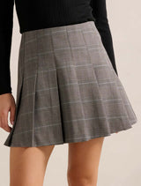 Shyla Pleated Mini Skirt Grey Check Forever New