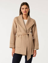 Cami Stitch Detail Felled Coat Camel Forever New