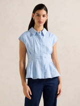 Carina Pleated Shirt Light Blue Forever New