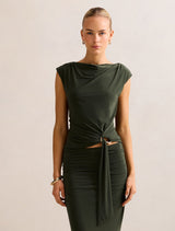 Jazelle Hardware Drape Detail Top Thyme Green Co-ord Forever New