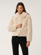 Jemima Short Fur Jacket Cream Forever New