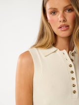 Ashlyn Button Collar Tabard Sweater Forever New