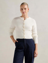 Tilly Crew Neck Cardigan Cream Forever New