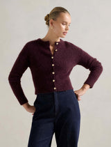 Tilly Crew Neck Cardigan Elderberry Forever New