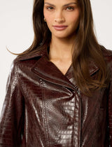 Aurelia Croc Faux Leather Jacket Forever New