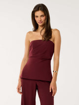 Hadley Gathered Bandeau Top Oxblood Red Suit Forever New