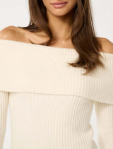 Ashley Ribbed Knit Bardot Sweater Forever New