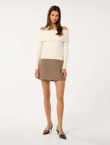 Ashley Ribbed Knit Bardot Sweater Forever New