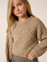 Ari Teen Cable Cropped Sweater