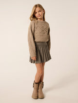 Ari Teen Cable Cropped Sweater