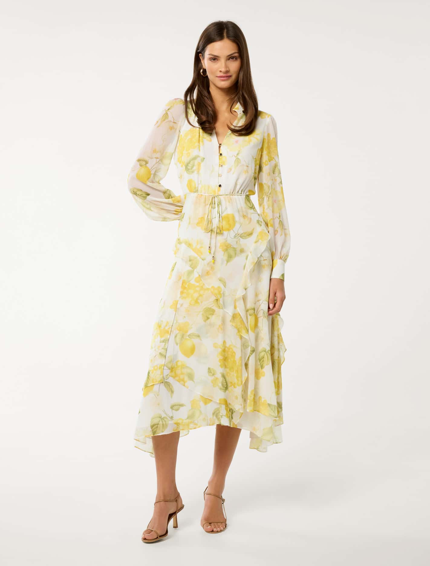 sutton midi dress Sutton Ruffle Hem Midi Dress Limone Floral