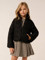 Wilhelmina Teen Boucle Puffer Jacket Onyx Black Forever New