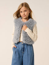 Cressida Girls Faux Fur Vest Powder Blue Forever New