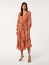 Eve Long Sleeve Midi Dress Wilmont Ditsy Forever New