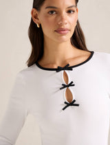 Bree Bow Front Long Sleeve Top Forever New