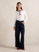 Bree Bow Front Long Sleeve Top Forever New