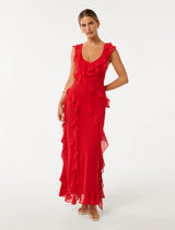 Olive Petite Ruffle Dress Barbados Cherry Forever New