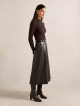 Brooklyn PU A Line Midi Dress Forever New