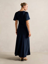 Chelsea Flutter Sleeve Satin Maxi Dress Forever New