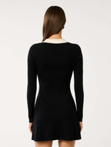 Phoebe Long Sleeve Trim Mini Dress Forever New