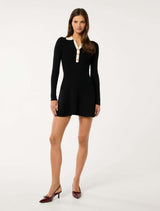 Phoebe Long Sleeve Trim Mini Dress Forever New