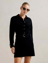 Tess Long Sleeve Cord Mini Dress Black Forever New