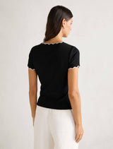 Rebecca Scallop Trim T-Shirt Forever New