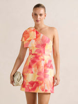 Darcy One Shoulder Bow Mini Dress Sunset Floral Forever New
