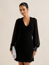 Adaline Petite Rhinestone Cuff Mini Dress Black Forever New