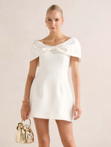 Scottie Strapless Bow Mini Dress Porcelain Forever New